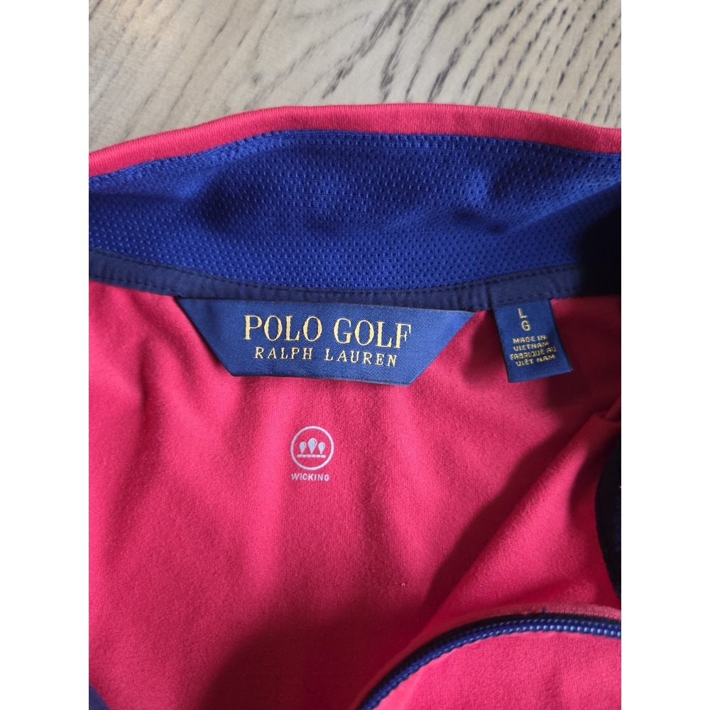 Polo Golf Ralph Lauren Pullover Mens Large 1/4 Zip Up Red Blue Lightweight - Picture 5 of 15